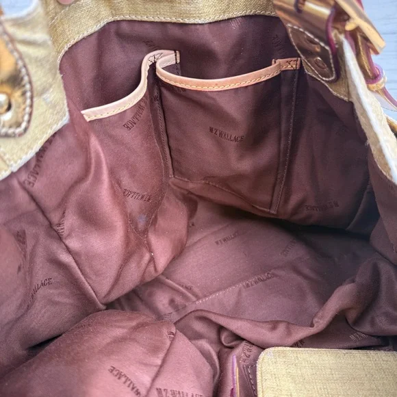 MZ Wallace tote bag purse in gold nylon - Picture 10 of 14